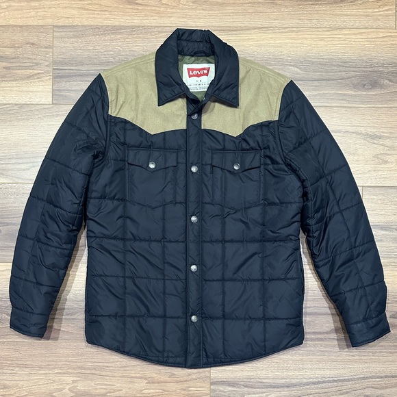 Levi’s Barstow Quilted Overshirt Jacket Coat in Black Size Large - Picture 1 of 14